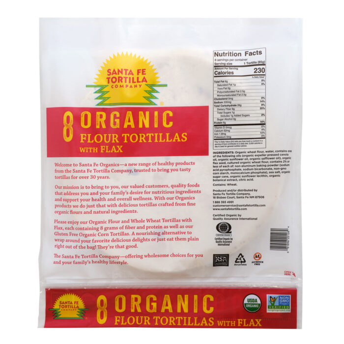 Santa Fe Organics 10” Burrito Tortilla with Flax - Image 2