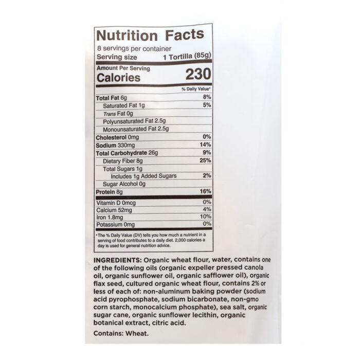 Santa Fe Organics 10” Burrito Tortilla with Flax - Image 3