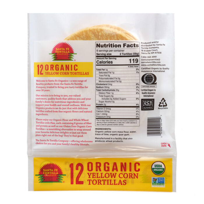 Santa Fe Organics 6” Yellow Corn Tortilla - Image 2