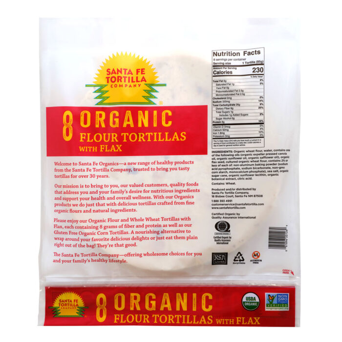 Santa Fe Organics 10” Burrito Tortilla with Flax - Image 2