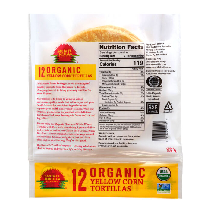Santa Fe Organics 6” Yellow Corn Tortilla - Image 2